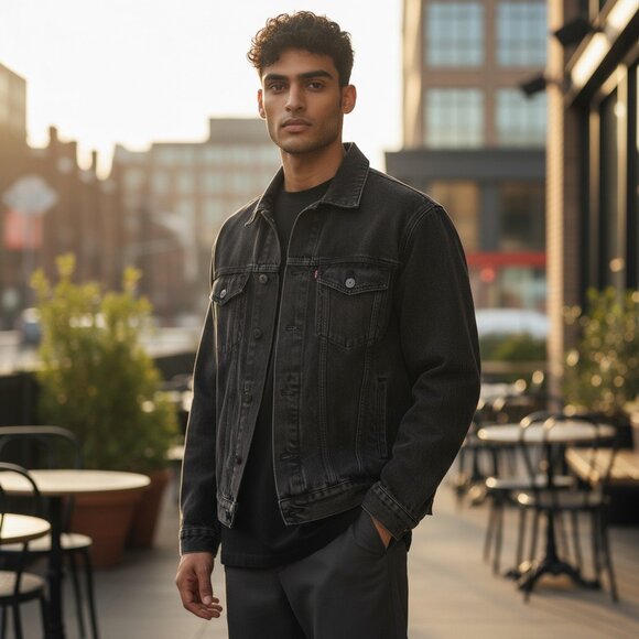 Forever 21 Black Denim Jacket – Men’s Size Small - Picture 2 of 5